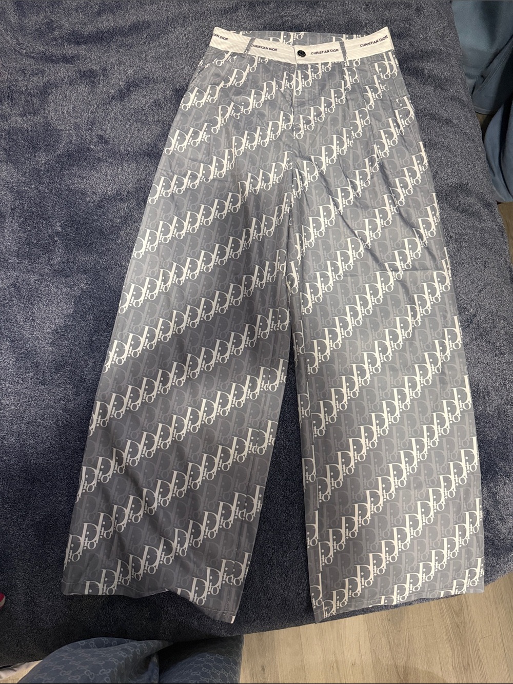C.D inspired Gray Monogram Wide Leg Pants